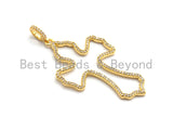 CZ Micro Pave Large Hollow out Cross Pendant/Focal, Cubic Zirconia Paved Charm, Necklace Bracelet Charm Pendant, 31x52mm,sku#F671