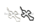 CZ Micro Pave Large Hollow out Cross Pendant/Focal, Cubic Zirconia Paved Charm, Necklace Bracelet Charm Pendant, 31x52mm,sku#F671