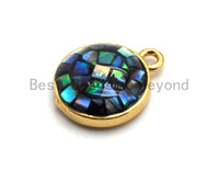 100% Natural Abalone Shell Round Pendant Charm in Gold/Silver Finish, Abalone Charm Pendant, Shell Jewelry, 10x12mm,SKU#Z322