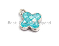 100% Natural Aqua Blue Shell Clover Pendant, Turquoise Blue Shell Charm/ Pendant, Natural Shell Charm, Shell Jewelry, 10x13mm,SKU#Z332