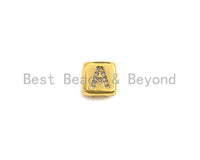 8.5mm Gold/Rose Gold/Silver Alphabet CZ Micro Pave Large Hole Spacer Beads, Cubic Zirconia Cube Letter Beads, Initial Letter Beads, sku#Z702