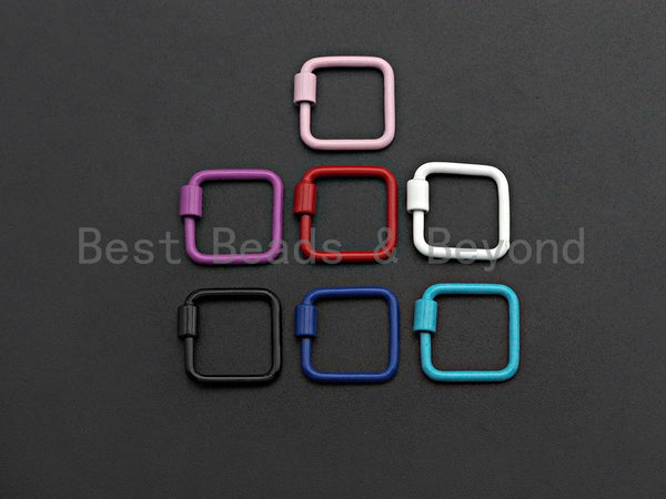 Colorful Enamel pave Square Shape Clasp, Black/Red/Pink/White/Blue Carabiner Clasp, 18mm, sku#H242