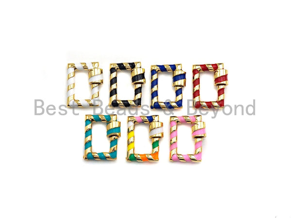 Colorful Enamel Pave Rectangle Shape Clasp, Carabiner Clasp, 15x19mm, sku#H249