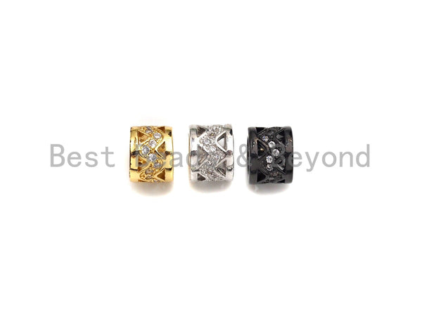 Big Hole CZ Pave beads, Cubic Zirconia Spacer Beads, European Large hole Bead, 6x8mm, sku#Z887