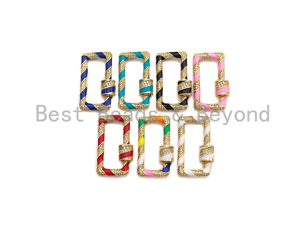 Colorful Enamel Pave Rectangle Shape Clasp, Enamel Carabiner Clasp, 18x31mm, sku#H264