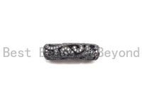 CZ Micro Pave Curved Tube , CZ curved tube, Gold Silver Black Rose Gold Color Spacer Tube, 29x5mm, Sku#G312
