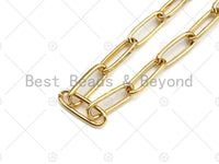 18" Finished Gold Paper Clip Chain Necklace, 18K Gold Filled 7x21mm Large Link Necklace, Ready to wear w/Lobster Clasp, sku#LD15