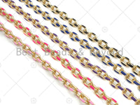 High Quality Colorful Enamel Oval Link Chain by Yard, Gold Enamel Chunky Oval Link Chain, Enamel Statment Chain, 7x11mm, sku#M332
