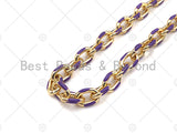 High Quality Colorful Enamel Oval Link Chain by Yard, Gold Enamel Chunky Oval Link Chain, Enamel Statment Chain, 7x11mm, sku#M332