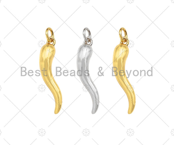 18k Shiny Gold/Silver Italian Horn Charms, Protection Horn Charms, Chilli Shape Pendant, Bracelet Necklace Charms, 5x26mm, sku#L457