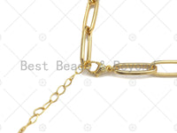 18" Finished Gold Paper Clip Chain Necklace, 18K Gold Filled 7x21mm Large Link Necklace, Ready to wear w/Lobster Clasp, sku#LD15
