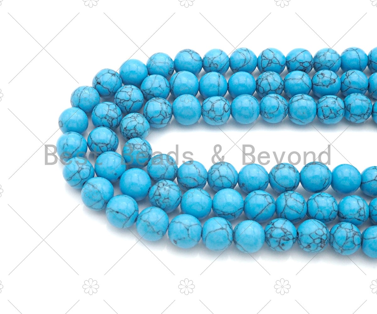 Natural White Howlite Turquoise Faceted Round Beads Strand 15 6mm 8mm 10mm  12mm
