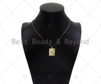 Gold Filled Hand Sun Heart Snake On MOP Rectangle Pendant, 18K Gold Filled Mother of Pearl Charm,Necklace Bracelet Charm,18x24mm,Sku#Z1339