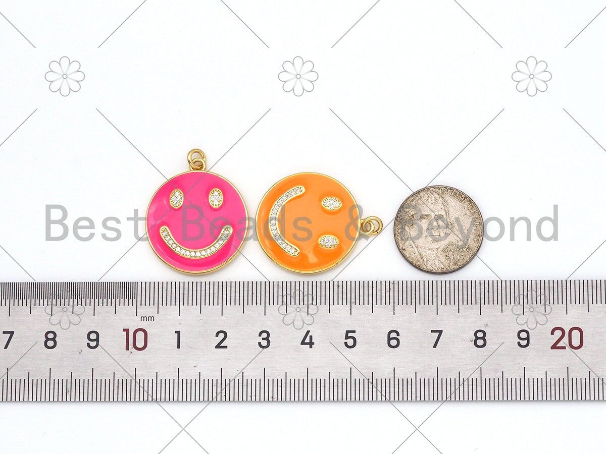 Enamel heart charms, smiley face charms, bracelet charms, hot pink charms,  heart shaped charms, cute charms charm bracelets