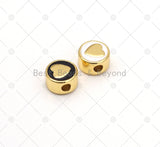Double Sided Gold Heart Star Moon Lighting on Black/White Enamel Round Spacer Beads, 18K Gold Filled Big Hole Spacer Beads,6x10mm,Sku#LK482