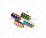Gold Star Colorful Enamel Hexagon Tube Spacer Beads, Sku#Y526