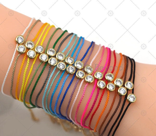24 Colors!! Diamond Cord Bracelet, Bezel Bracelet, Round Bezel Bracelet,Friendship Bracelet, CZ string bracelet, Dainty Bracelet, sku#EF84