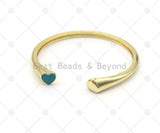 Colorful Enamel Heart with Gold Heart Open Cuff Bracelet, 18K Gold Filled Heart Bracelet, Enamel Bangle Bracelet, Sku#X284