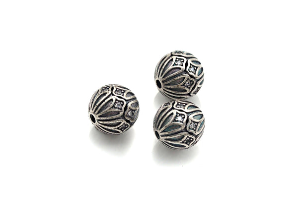 Antique Silver CZ Pave round ball, CZ Pave Spacer Beads in oxidized silver,10mm, sku#X133