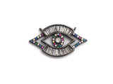 Colorful CZ Micro Pave Evil Eye Pendant with Baguette cz, Colorful CZ,Cubic Zirconia Pendant,17x30mm, sku#F743