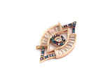 Colorful CZ Micro Pave Evil Eye Pendant with Baguette cz, Colorful CZ,Cubic Zirconia Pendant,17x30mm, sku#F743