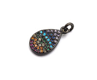 9x15mm CZ Rainbow Color Micro Pave Teardrop Shaped Pendant,CZ Paved Teardrop Charm Gold,Silver,Rose Gold,Gunmetal plated,sku#F746