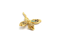 CZ Colorful Micro Pave Fairy Charm/Pendant, Angel Wing Lady Pave Pendant, Gold plated, 16x17mm, Sku#F751