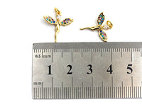 CZ Colorful Micro Pave Fairy Charm/Pendant, Angel Wing Lady Pave Pendant, Gold plated, 16x17mm, Sku#F751