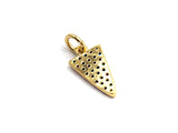 CZ Colorful Micro Pave Triangle Pendant, Triangle Shaped Pave Pendant, Gold plated, 8x14mm, Sku#F755