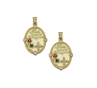 Colorful CZ Gold Joy is yours Oval Medallion Charm, Sku#LK761