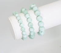 Genuine Green Angelite Round Smooth Stretchy Bracelet, 8mm/10mm/12mm, Sku#EF274