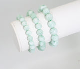 Genuine Green Angelite Round Smooth Stretchy Bracelet, 8mm/10mm/12mm, Sku#EF274