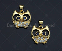 Gold Owl Charms, Dainty Owl Charms, Owl Pendant, Gold Charm, Gold Pendant, Necklace Charms, 15x16mm, Sku#LK96