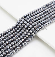 Quality Gray Rondelle Tera Hertz Beads,1x2/3x4/3x5/5x8mm Rondelle Faceted Beads, Bright Gray Beads,15inch strand,SKU#U376