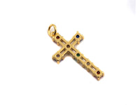 Colorful CZ Micro Pave Cross Pendant, Cz Pave Bracelet Necklace Pendant in Gold Finish,27x15mm, sku#F906