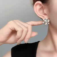 Gold Silver White Pearl Cluster Stud Earrings, Sku#L742