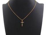 Colorful CZ Micro Pave Cross Pendant, Cz Pave Bracelet Necklace Pendant in Gold Finish,27x15mm, sku#F906