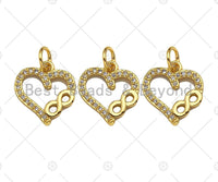 CZ Micro Pave Infinity On Heart Shape Pendant/Charm,Cubic Zirconia Heart Charm, Necklace Bracelet Charm Pendant,12x13mm, Sku#LK236