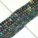 Genuine Azurite Round Smooth Beads, Sku#U1946