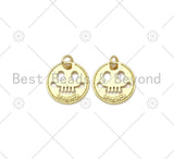 Hollow Out Skull Face on Disc Pendant/Charm, 18K Gold Filled Skull Charm, Necklace Bracelet Charm Pendant,15x15mm,Sku#L610