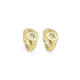 Gold CZ North Star Signet Adjustable Ring, Sku#LX326