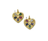 Large Trapezoid Colorful CZ Heart Charm, Sku#F1491