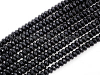 High Quality Faceted Rondelle Black Onyx Beads 2x4/3x4/3x5/4x6/5x8mm/6x10mm/8x12mm Rondelle Beads, 15.5" Full Strand, SKU#Q10