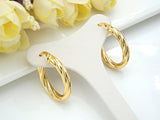 Gold Twisted Hoop Earrings, Sku#J301