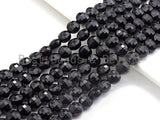 Double Sided Turtle Shell Cut Black Onyx Coin Shape beads, 6mm/8mm/10mm Checkerboard Cut Black Onyx Beads, 16" Full strand, Sku#U693
