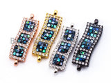 CZ Micro Pave Abalone Rectangle Connector, Cubic Zirconia Sp