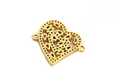 Colorful Baguette CZ Micro Pave Heart Shape Connector/Link, Cz Pave Bracelet Necklace Connector in Gold Finish,21x23mm,sku#M242