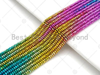 NEW!!! Rainbow Natural Hematite Faceted Rondelle Beads, Gold