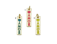 Enamel AMOR Word On Long Bar Pendant, Sku#L650