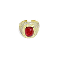Gold CZ Ruby Statement Ring, Sku#LX603